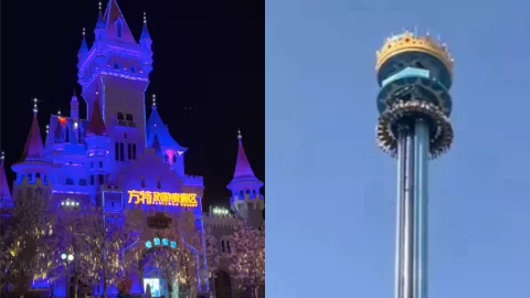 郑州方特跳楼机故障